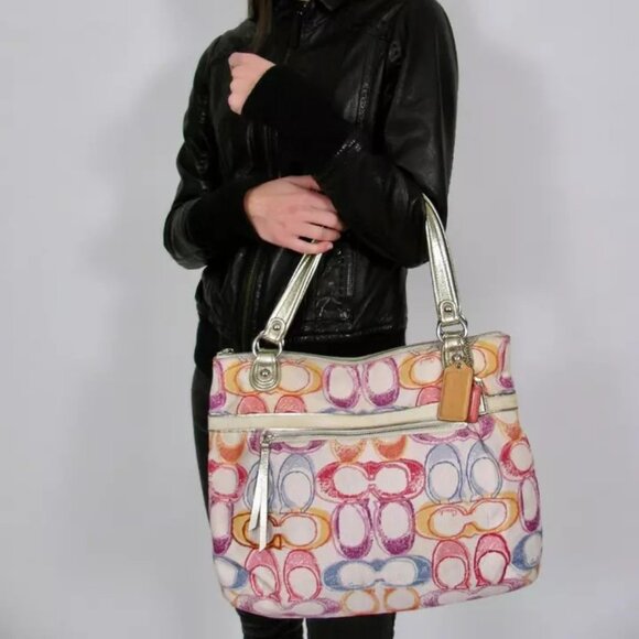 Coach Poppy Dream Signature C's Colorful Tote Bag - Picture 3 of 15